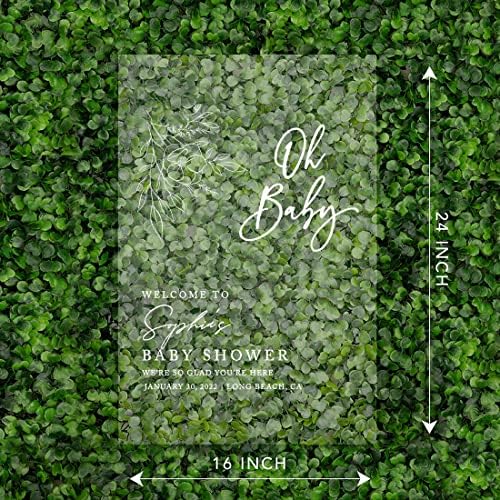 Andaz Press Custom Large Oh Baby Welcome Sign, 16" x 24", Minimal Floral Personalized Acrylic Sign, Gender-Neutral for Baby Sprinkle, Fall Shower Decorations - Image 4