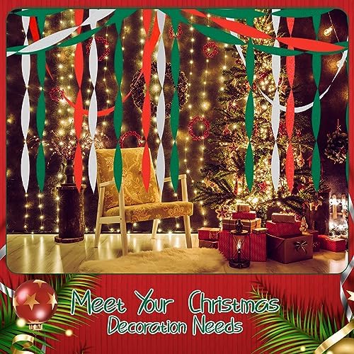 Qilery 36 Rolls Crepe Paper Streamers Hanging Party Decoration Colored Streamers Party Decorations for Birthday Wedding Baby Shower Gender Reveal Engagement (Red, White, Green,1.8 Inch x 98 ft) - Image 6