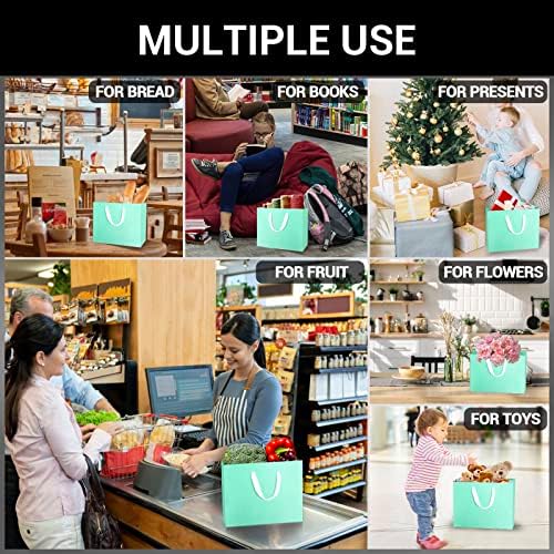 EUSOAR Small Blue Gift Wrap Bags, 50 Pack 8.6x3.9x7 inches Shopping Bags with Handles Bulk, Merchandise Retail Wrapping Bags for Business, Craft Grocery, Boutique, Party Favor, Wedding - Image 4