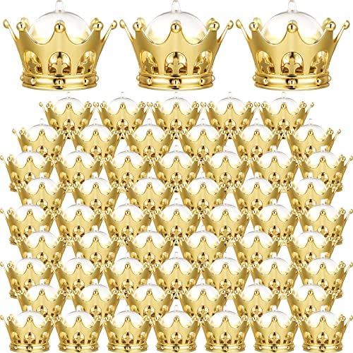 Honeydak 60 Pieces Gold Refillable Crown Candy Boxes with Dome Lid by Honeydak