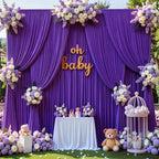 20ft x 10ft Wrinkle Free Purple Backdrop Curtains for Parties, Thick Polyester Backdrop Drapes 20x10ft for Mermaid Birthday Background Baby Shower Home Decor - Image 5
