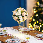 Flower Balls Wedding Flower Centerpieces: 6 Pcs Fake Roses with Base Table - Image 2