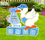 Welcome Home It's a Boy Lawn Stork Sign, Blue - Image 2