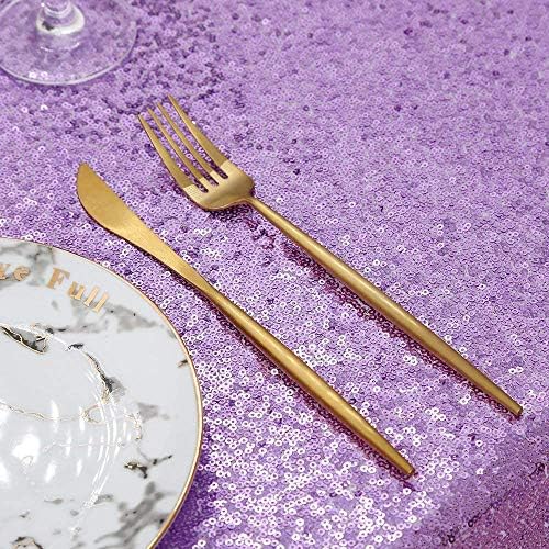 90x156 Rectangle Sequin Tablecloth Lavender Wedding Table Linens Overlay - Image 4