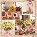 Cinnvoice 6 Pcs Western Cowboy Boot Centerpieces with Pink Ribbon for Table - Image 2