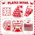Ceenna 452 Pcs Crab Boil Party Supplies for 50, Crab Birthday Plate Napkin Cup Tablecloth Cutlery Straw Summer Seafood Boil Disposable Tableware for Sea Animals Baby Shower Picnic BBQ Party Decoration - Image 2