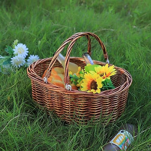 Wicker Picnic Baskets with Handles.Kingwillow. (Brown) - Image 4