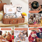 iAOVUEBY Baby Shower Gifts, Baby Gifts for Girls Boys, Unique Baby Gifts Basket Essentials Stuffs - Baby Lovey Blanket Newborn Bibs Socks Wooden Rattle & Greeting Card, Newborn Baby Gift Set - Image 6