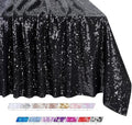 90x156 Inch Rectangle Sequin Tablecloth Glitter Black Wedding Table Linens by QueenDream