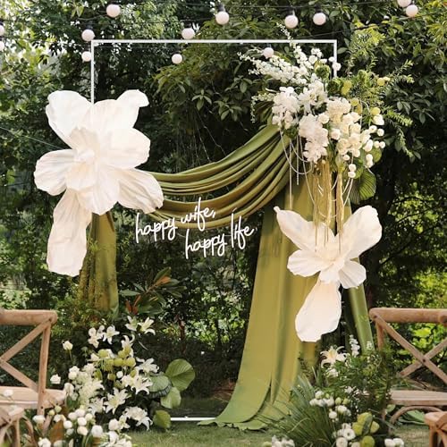 Wokceer Square Wedding Arch Backdrop Stand White Metal Arch 7.2FT x 6.6FT - Image 7