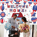 Custom Welcome Home Decorations Kit Military Welcome Home Banner Red White and Blue Balloons Patriotic Paper Fans Star Streamers Tablecloth for Patriotic Memorial Day Deployment Returning Party Decor(6x9ft) - Image 5