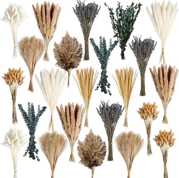 530/450Pcs Dried Pampas Grass Set for Dry Flower Home Decor (530Pcs Nature) by HapartFlower