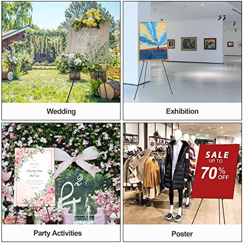 Easel Stand for Wedding Sign & Poster 63'' Easels for Display Portable Art Easel for Floor Adjustable Metal Easel Black 2 Pack - Image 6