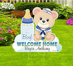 Personalized Bear Welcome Home Baby Boy Yard Sign, Newborn Lawn Decor - Image 3