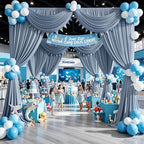 50ftx14FT Wrinkle Free Dusty Blue Backdrop Curtain for Wedding Parties - Image 4