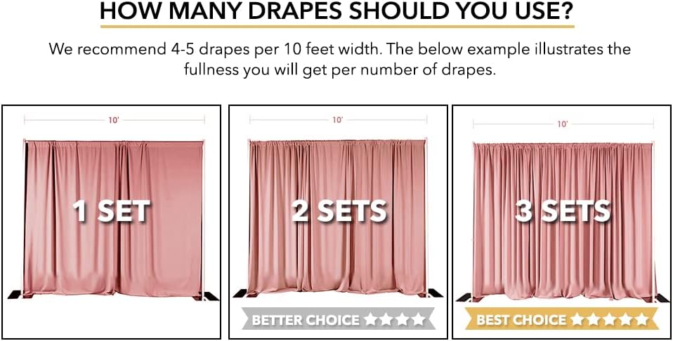AK TRADING CO. 10 feet x 8 feet IFR Polyester Backdrop Drapes Curtains Panels with Rod Pockets - Wedding Ceremony Party Home Window Decorations - Rust - Image 3