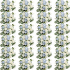24 Bundles Dusty Blue White Artificial Peonies Silk Flowers Bulk by Nagobi