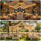 10 Panels 5ft(W) x 20ft(L) Soft Tan Ceiling Drapes for Wedding Parties - Image 3