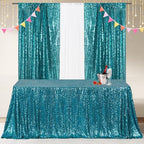 Poise3EHome Teal Sequin Tablecloth 60×120 Inch Rectangle Sparkly Fabric Table Cloth for Baby Shower Birthday Party Wedding Christmas Holiday Decoration - Image 3