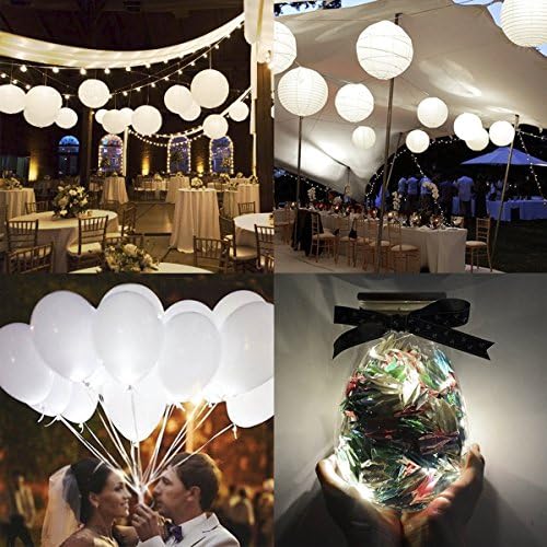 Paper Lantern Lights Battery Operated - Hanging LED Lights with Wire Bright Floral Lighting for Outdoor Indoor Wedding Camping Party Holidays Events Balloon Lanterns Last 36 Hours (White, 30 Pack) - Image 6