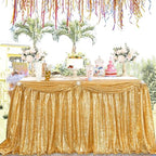 QueenDream Gold Table Cloth Party Decorations: Sequin Fabric 90x90 Inch - Image 2