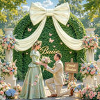 Giant Ivory Bow for Backdrop 80x24 Inches Large Satin Ribbon Bow Wall Decor for Wedding Birthday Baby Shower Party Photo Booth, Washable Reusable Big Bow for Nursery Bedroom Door Hanging Decoration - Image 2