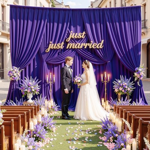 10x14ft Deep Purple Backdrop Curtains for Wedding Party, 2 Panels 14 ft Long Back Drop Cloth, Wrinkle-Free Polyester Drapes for Birthday, Baby Shower, Stage Photography Background - Image 5