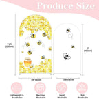 Set of 2 Arch Backdrop Covers Sweet Bee Theme Baby Shower 2PCS Spandex Stretchy Arch Cover for Honey Bees Birthday Party Banquet Decorations (Hunny,7.2FT & 6FT) - Image 4