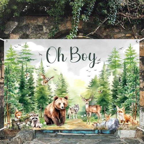 Woodland Animals Baby Shower Decoration Backdrop Oh Boy Banner 8x6ft - Image 5