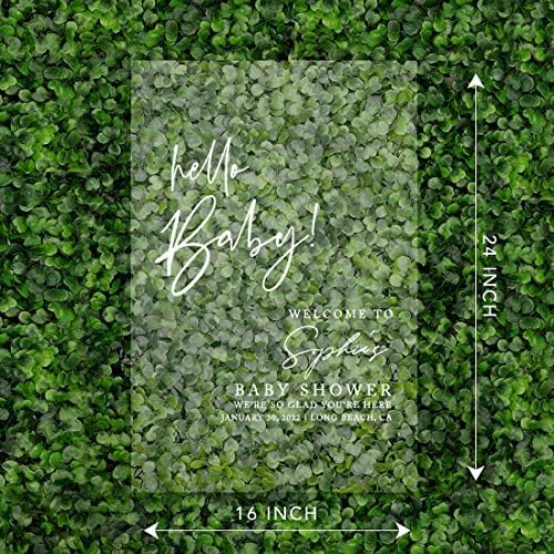 Andaz Press Custom Large Baby Welcome Sign, 16" x 24", Script Hello Baby! Personalized Acrylic Gender-Neutral Sign for Sprinkle, Fall Shower Decorations - Image 4