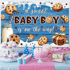 Milk and Cookie Baby Shower Backdrop A Sweet Baby Boy is On The Way Party Photo Background Milk and Cookie Baby Shower Decoration Banner Photo Booth Props 10x7ft - Image 3