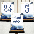 Blue Leafy Wedding Table Number Cardss 1-100 Double Sided For Reception Event Party Baby Shower Birthday 4x6 - Image 3