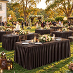 Chocolate Polyester Table Cloths for Rectangle 8 Foot Tables, 1 Pack Wrinkle Free Tablecloths Stretchy Banquet Ruffle Fitted Table Cover Desk Skirt for Parties Wedding Birthday Baby Shower - Image 3