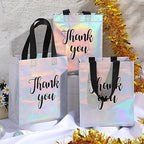 Fumete 50 Pcs Iridescent Glossy Thank You Gift Bag with Handles - Image 3