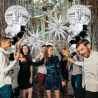 2 Sets Disco Balloon Column Stand Kits Adjustable Black and Silver Balloons Column Kit with Disco Ball Explosion Star 80s Party Themed Tower Stand Kit for Birthday Party Retro Dance Supplies - Image 6