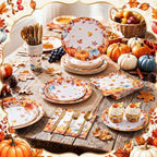 210 Pcs Fall Paper Plates Napkin Thanksgiving Party Supplies for 30 Guests - Image 2