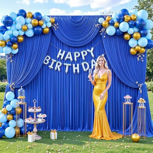 50ft x 12ft Royal Blue Backdrop Curtains Wrinkle Free Backdrop Curtain for Wedding Parties Blue Fabric Backdrops Drapes Back Drop Cloth Bridal Shower Stage Curtains Wedding Decorations for Reception - Image 2