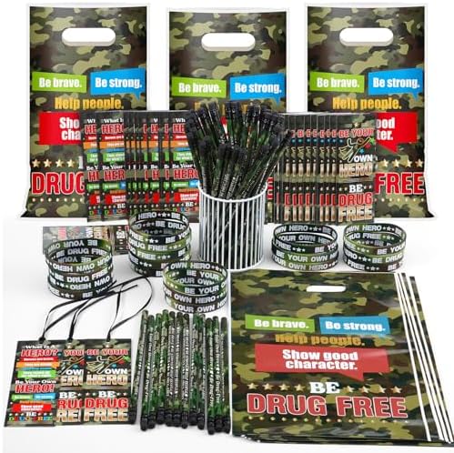 Resurhang 200 Pcs Be Your Own Hero Items Kit, Drug Free Awareness Favors by Resurhang