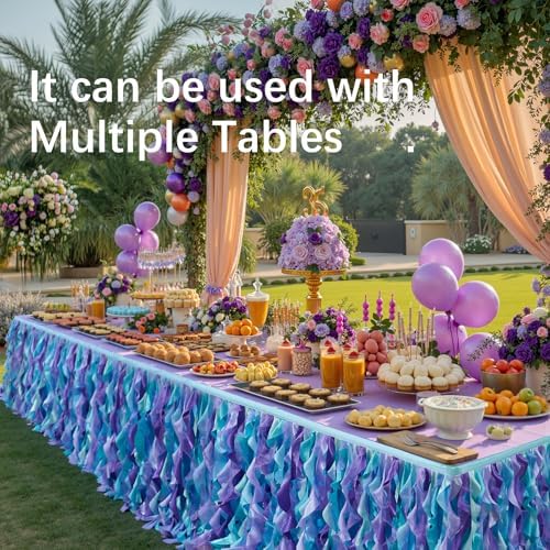 leegleri 252Inch Long Mermaid Table Skirt, Tutu Table Skirt for Birthday Party, Baby Shower, Gender Reveal, Wedding Shower, Valentine’s Day, Prom - Image 7