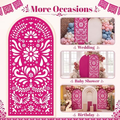 Gerrii 6 ft Cielito Lindo Arch Backdrop, All-in-one Stand up, Rose Red - Image 4