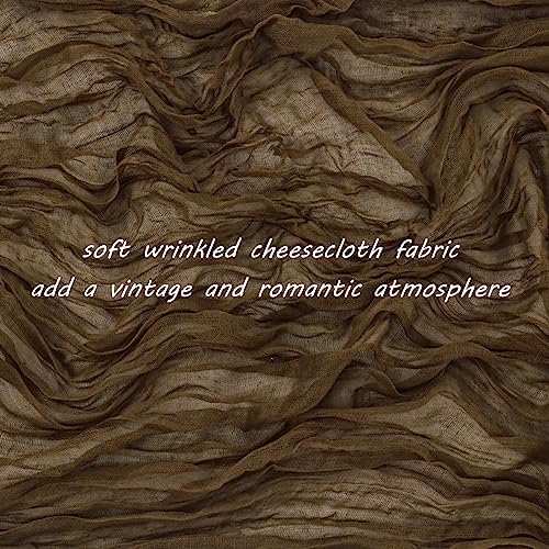 35x120 Inch Brown Cheesecloth Table Runner Rustic Fall Wedding Party Decor - Image 3