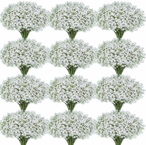 100 Pcs Baby Breath Artificial Flowers, Fake Babys Breath Gypsophila Flowers Bulk, Realistic Artificial Flowers Bouquet Flores Artificiales para Decoracion for Wedding Party Home Decoration by Cherica
