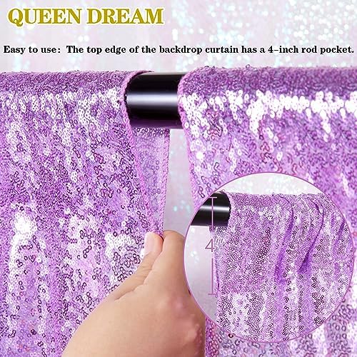 Lavender Sequin Backdrop Drapes 4 Panels 2FTx8FT Glitter Backdrop Curtains - Image 3