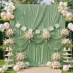 40ft x 10ft Sage Green Backdrop Curtains, Sage Green Drapes Backdrop Fabric | Wrinkle Free Wedding Birthday Party Backdrop Baby Shower Bridal Shower Graduation Photography Background Decoration - Image 2