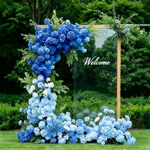 65Pcs Mixed Blue Hydrangea Artificial Flowers Bulk，Realistic Silk Fake Flowers with Stems，Faux Hydrangea Flowers for Wedding Home Decor Centerpieces Living Room Garden Party Baby Shower Decor - Image 4