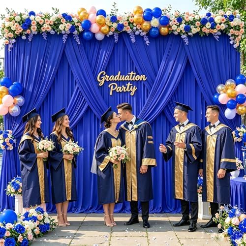 20ft x 10ft Royal Blue Backdrop Curtains Wrinkle Free Polyester Drapes - Image 5