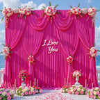 10x10ft Hot Pink Backdrop Curtain, Wrinkle Free Hot Pink Drapes for Backdrop, Photo Backdrop Drapes for Wedding Birthday Party Baby Shower Photography by Suppromo
