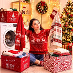 CHENGU 6 Pack Christmas Baskets Collapsible Retro Christmas Storage Bins - Image 3