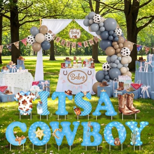 Sliner 12 Pcs It's a Cowboy Yard Signs Western Baby Shower Decorations - Image 4