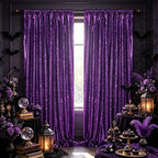 Purple Glitter Sequin Backdrop Curtains 8ftx10ft Photo Drapes - Image 3
